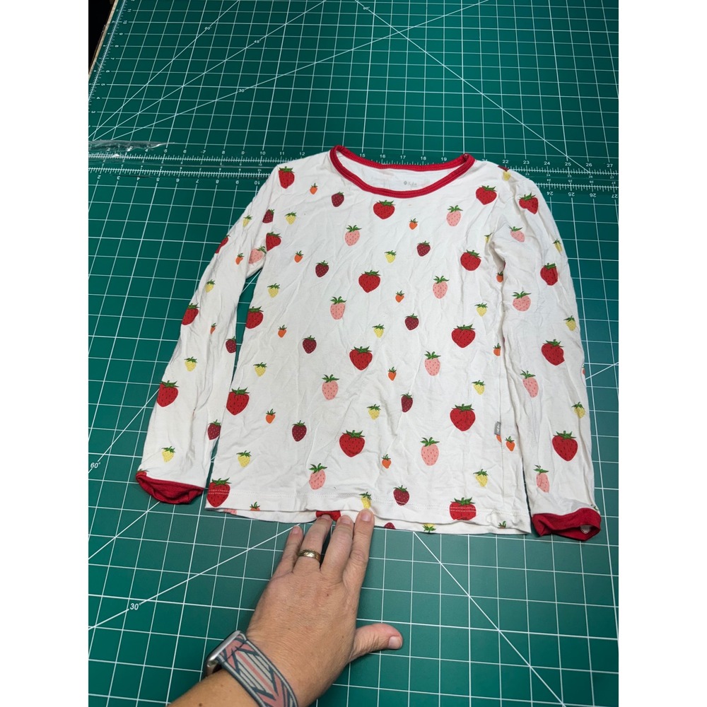 Kyte Baby Strawberry Bamboo Long Sleeve Pajama Top White Red Size 7